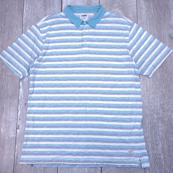 Linksoul Mens Golf Polo Shirt SIze XL Blue Stripe Cotton Short Sleeve Stretch - Picture 1 of 6
